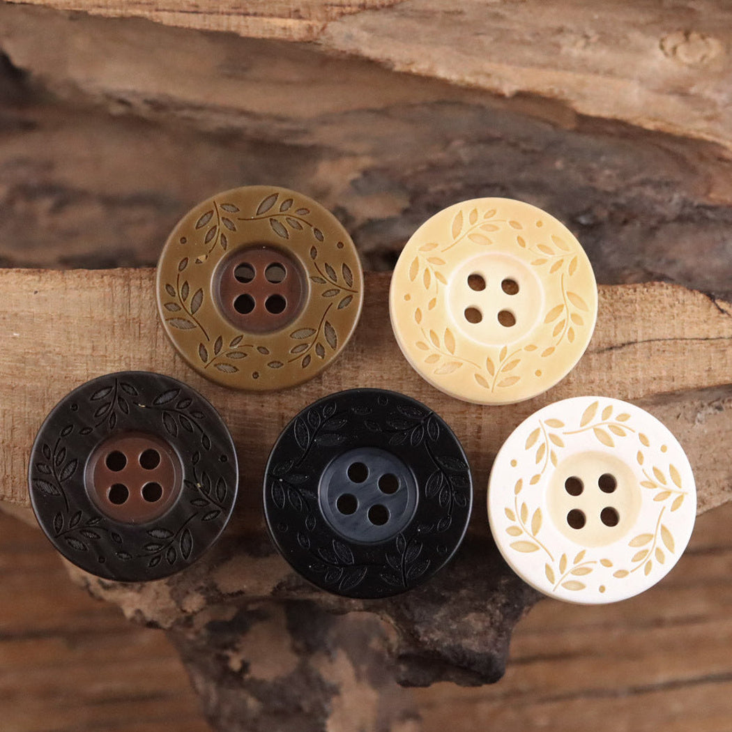 Bunli - DIY 10 Pack Leaf-Wreath Round Button
