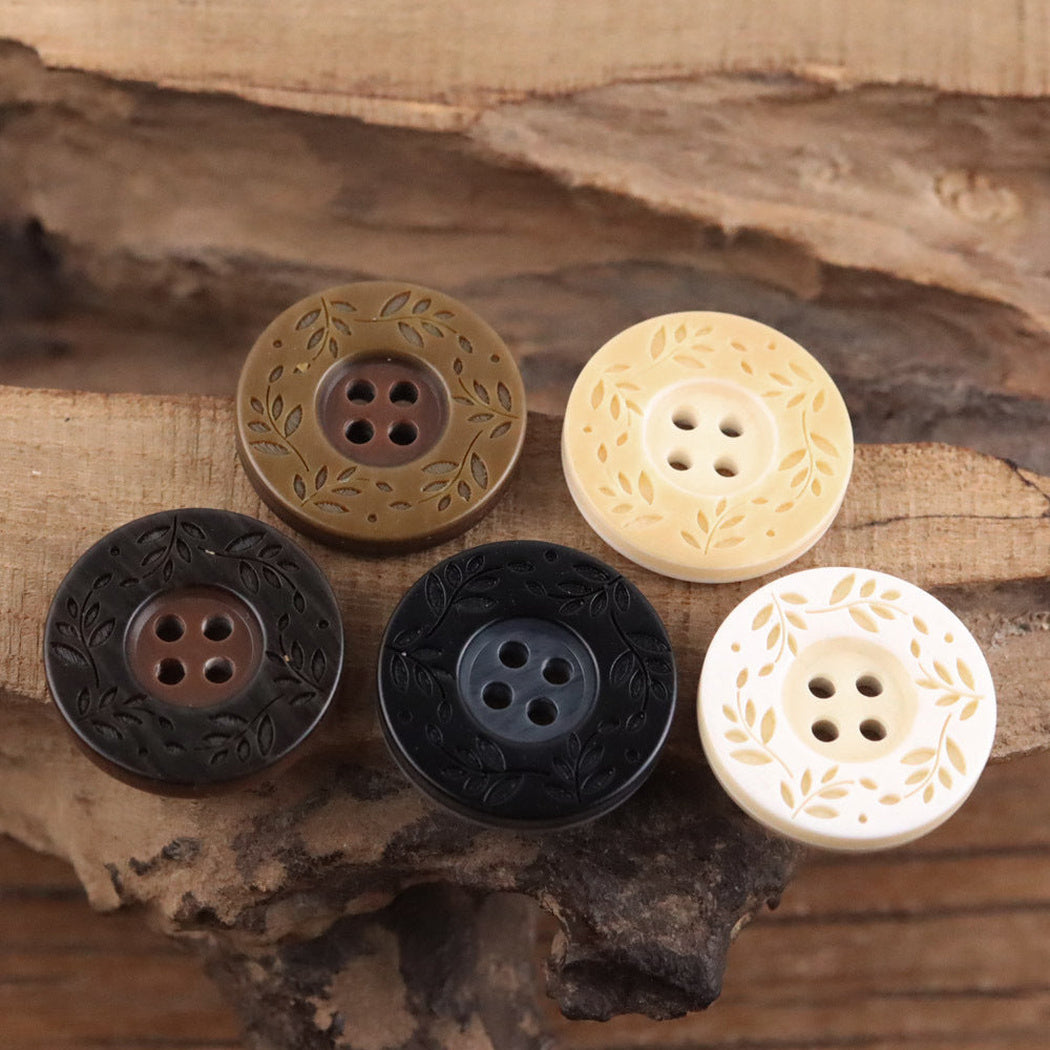 Bunli - DIY 10 Pack Leaf-Wreath Round Button