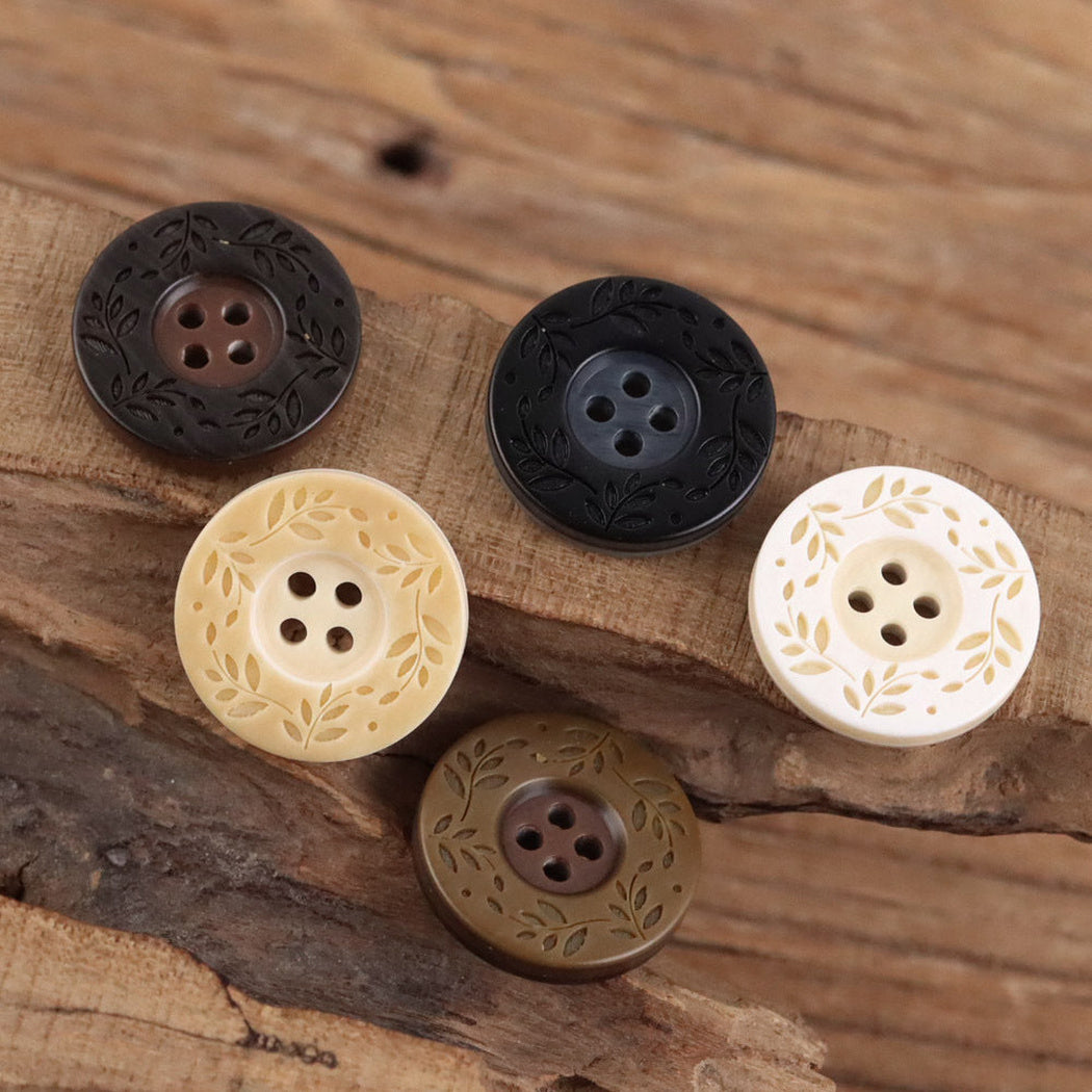 Bunli - DIY 10 Pack Leaf-Wreath Round Button