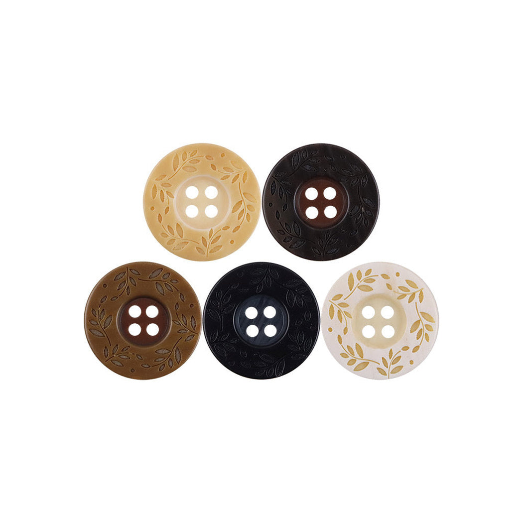 Bunli - DIY 10 Pack Leaf-Wreath Round Button