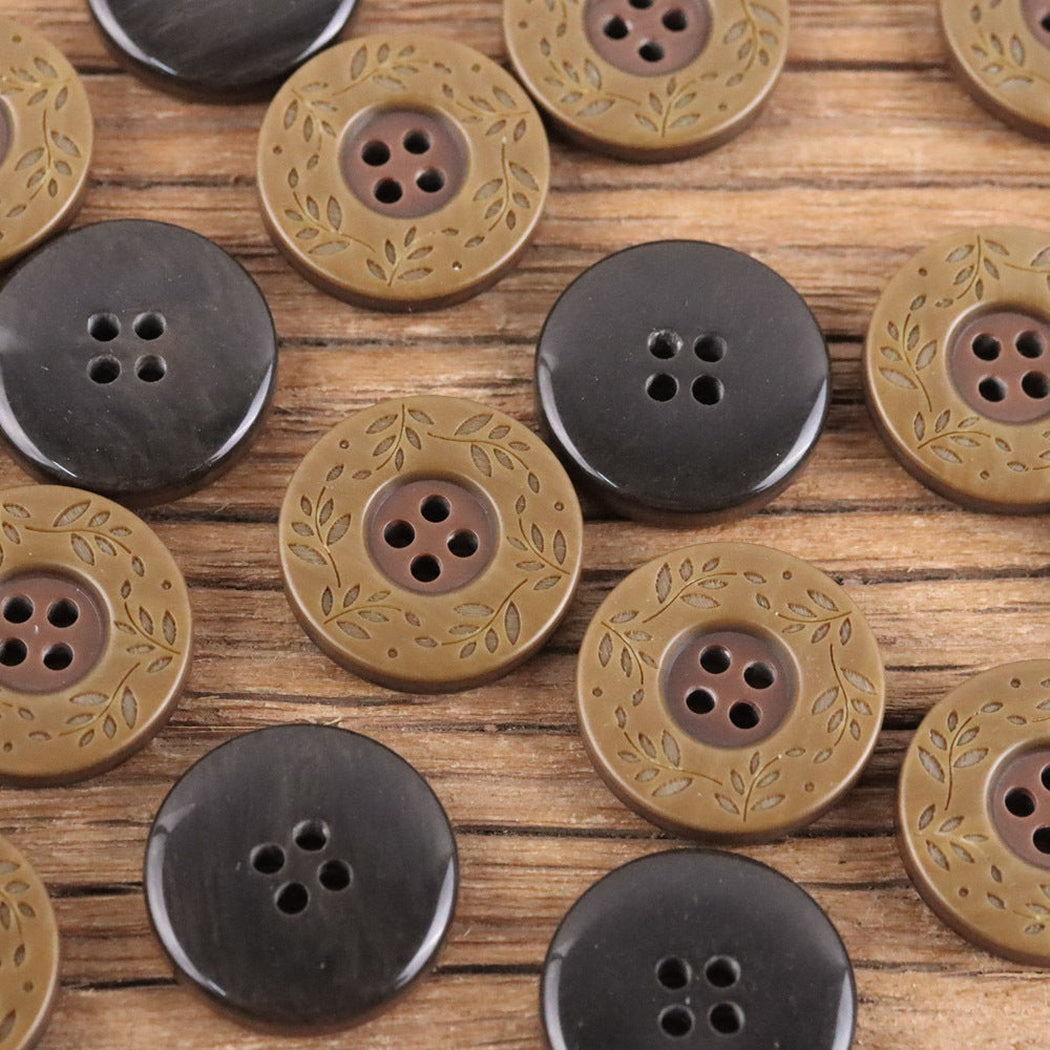 Bunli - DIY 10 Pack Leaf-Wreath Round Button