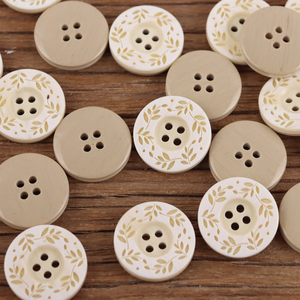 Bunli - DIY 10 Pack Leaf-Wreath Round Button
