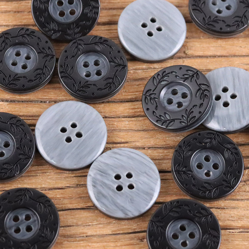 Bunli - DIY 10 Pack Leaf-Wreath Round Button