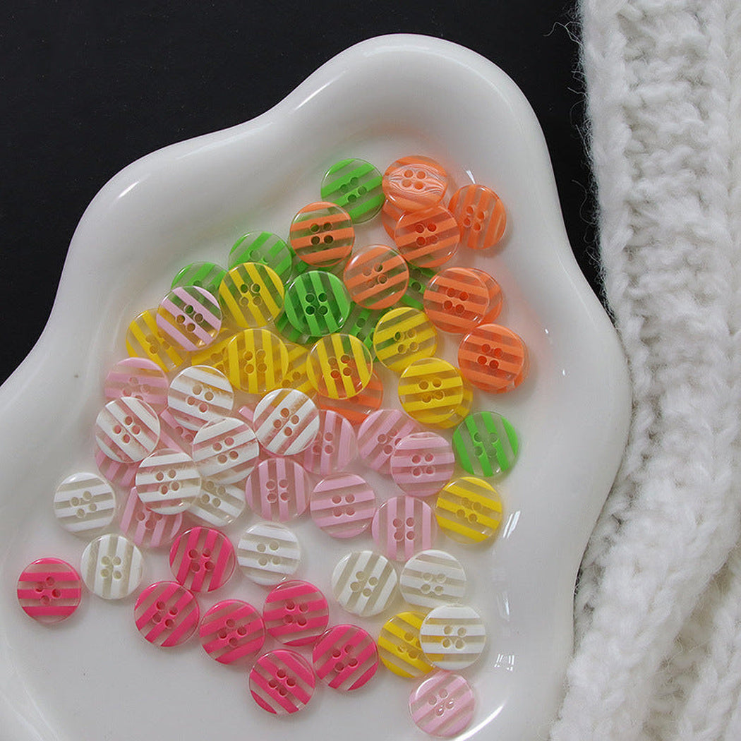 Bunli - DIY 10 Pack Transparent Striped Round Button