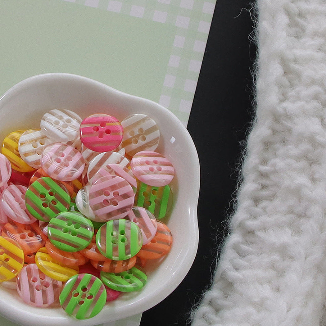 Bunli - DIY 10 Pack Transparent Striped Round Button