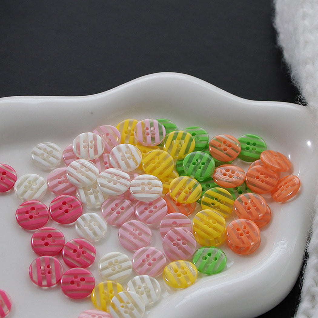 Bunli - DIY 10 Pack Transparent Striped Round Button