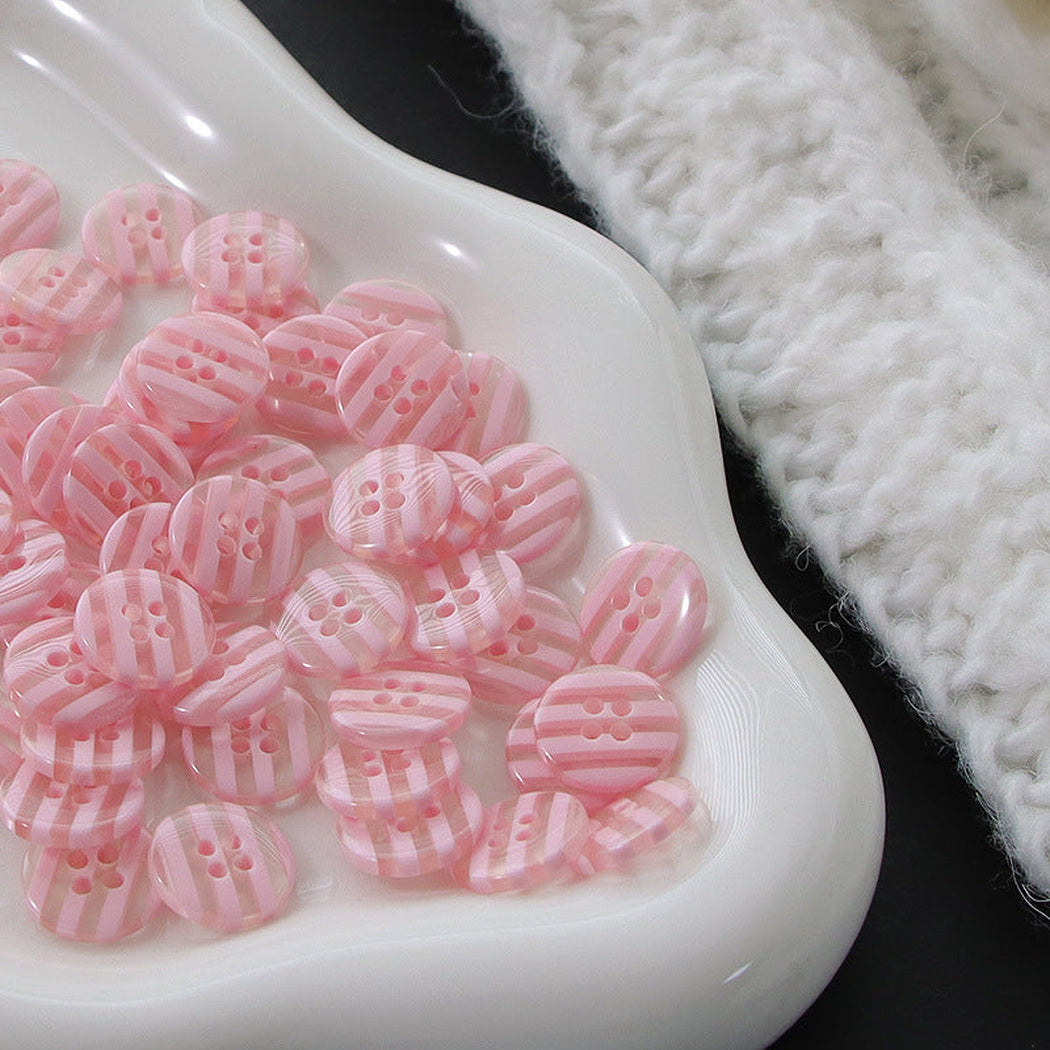 Bunli - DIY 10 Pack Transparent Striped Round Button