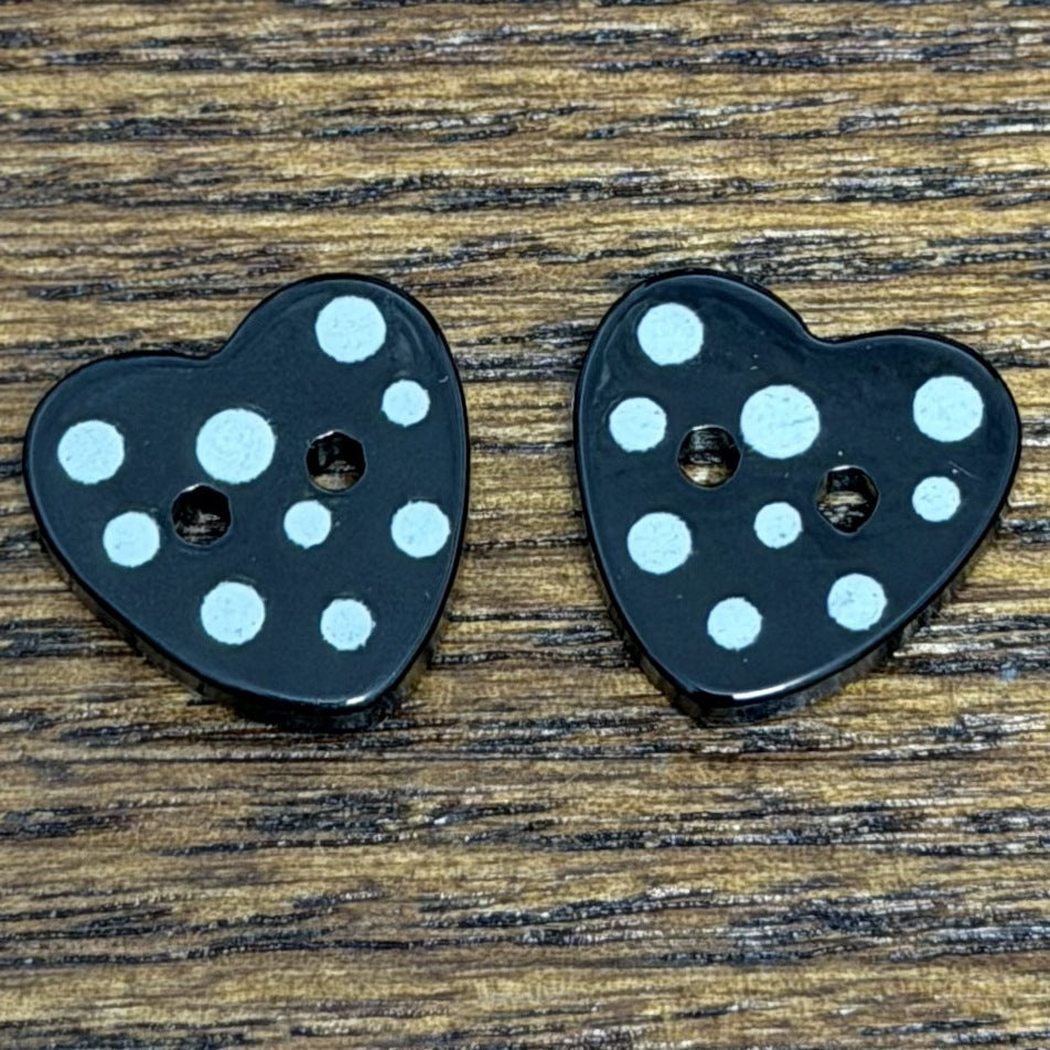Bunli - DIY 10 Pack Polka Dot Heart Button