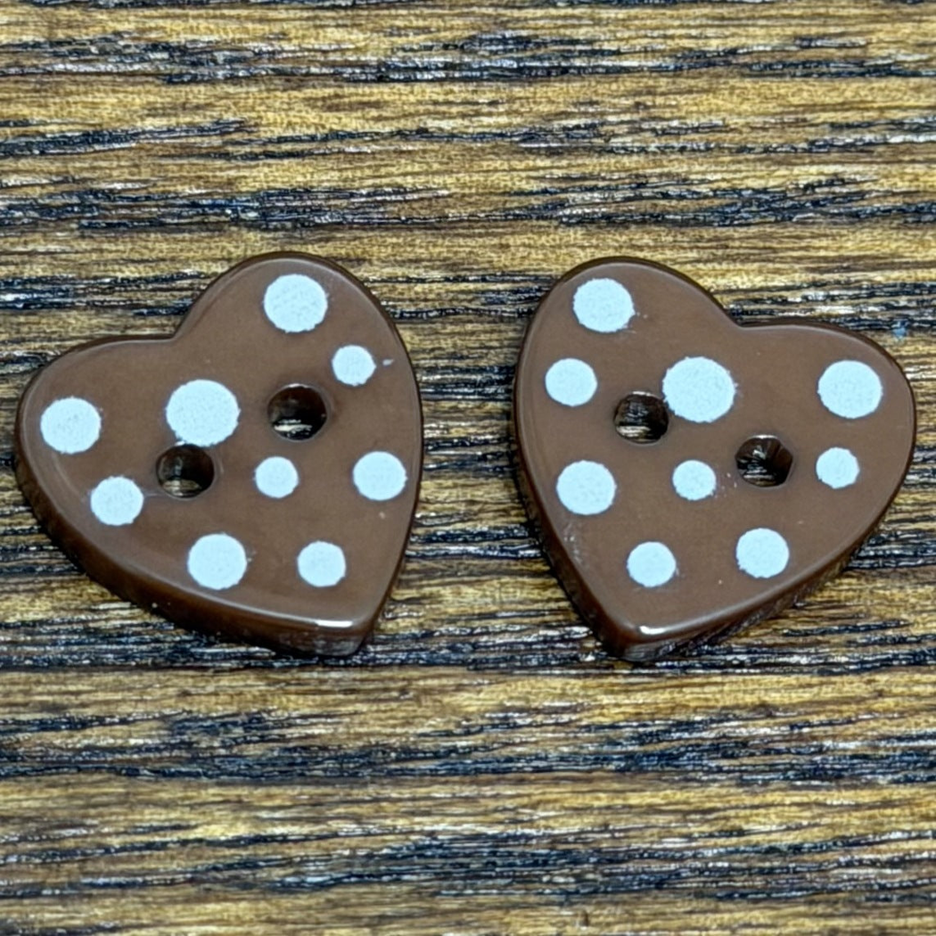 Bunli - DIY 10 Pack Polka Dot Heart Button