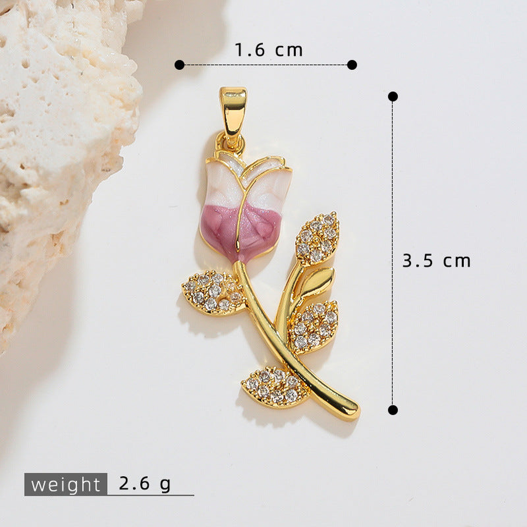 Elvane - Colorful Stemmed Flower Pendant Only