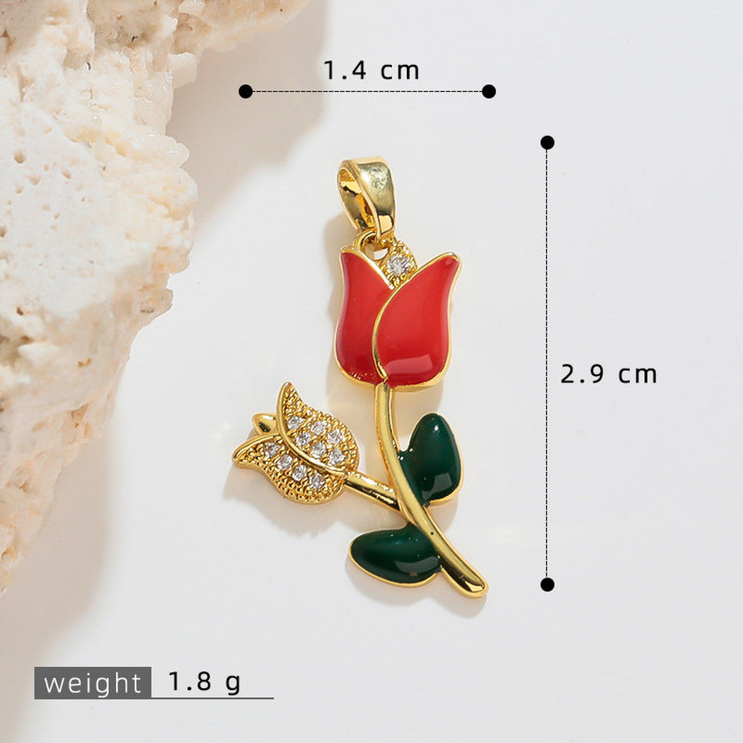 Elvane - Colorful Stemmed Flower Pendant Only