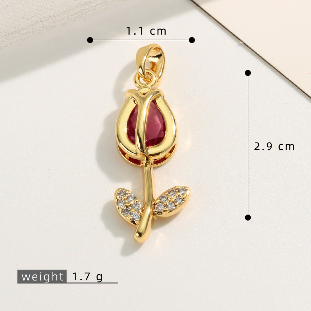 Elvane - Colorful Stemmed Flower Pendant Only