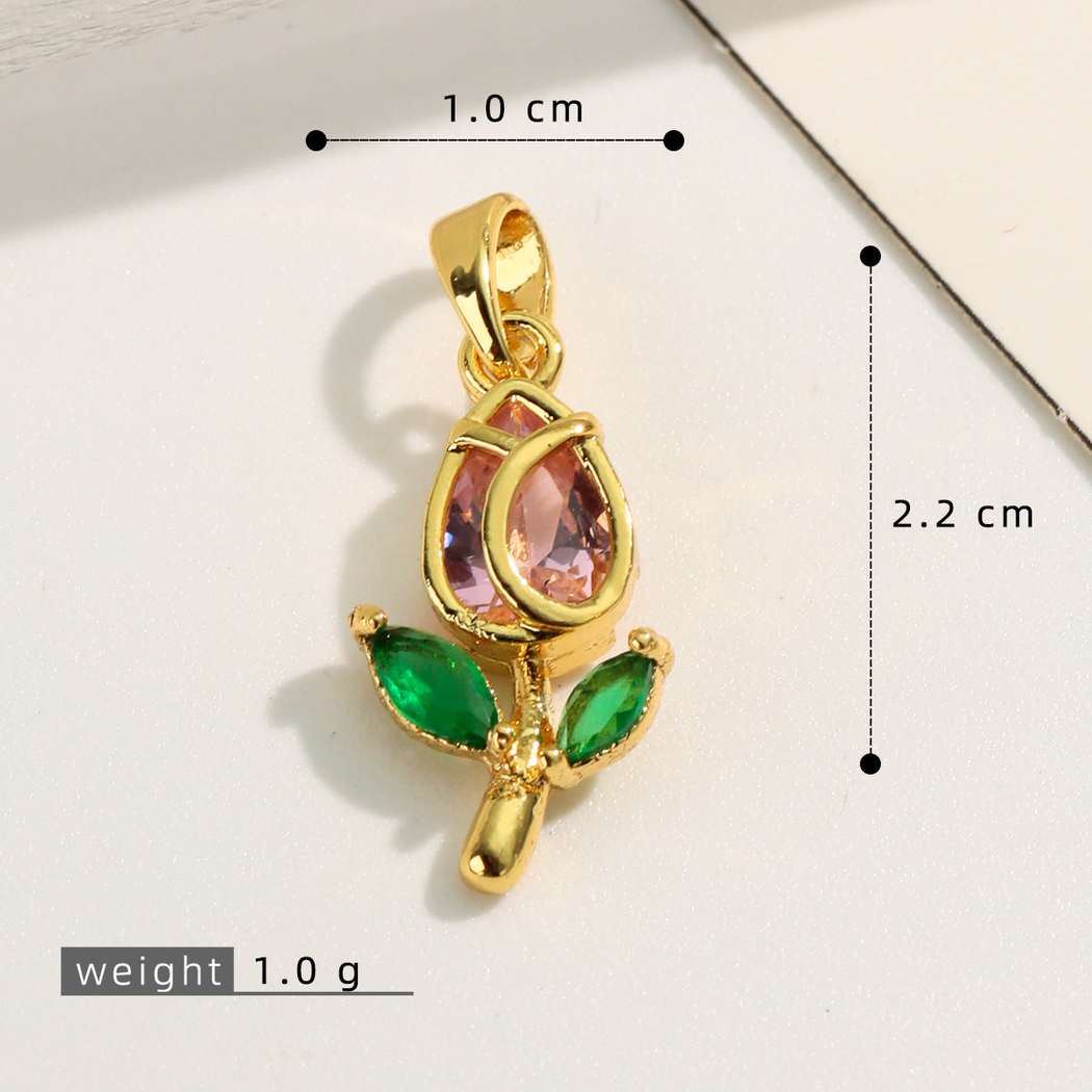 Elvane - Colorful Stemmed Flower Pendant Only
