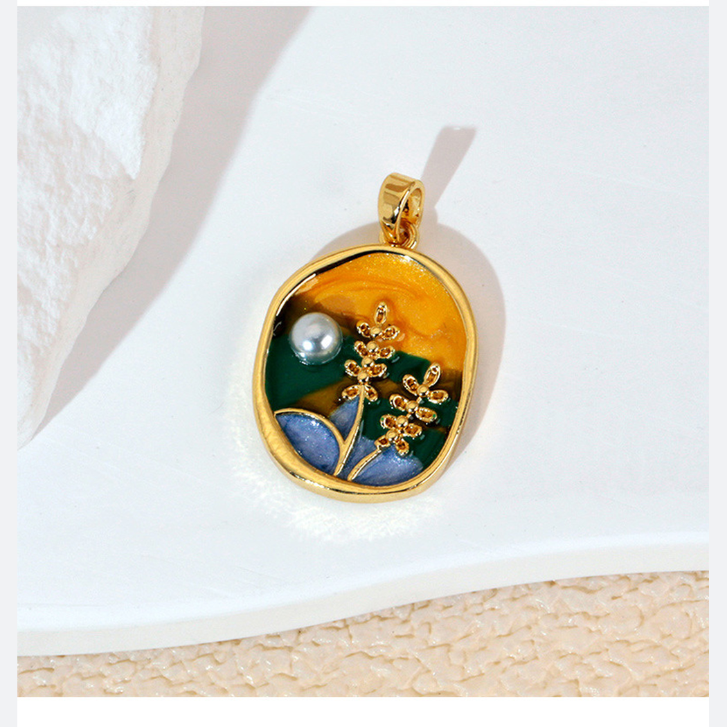 Elvane - Painted Floral Pendant Only