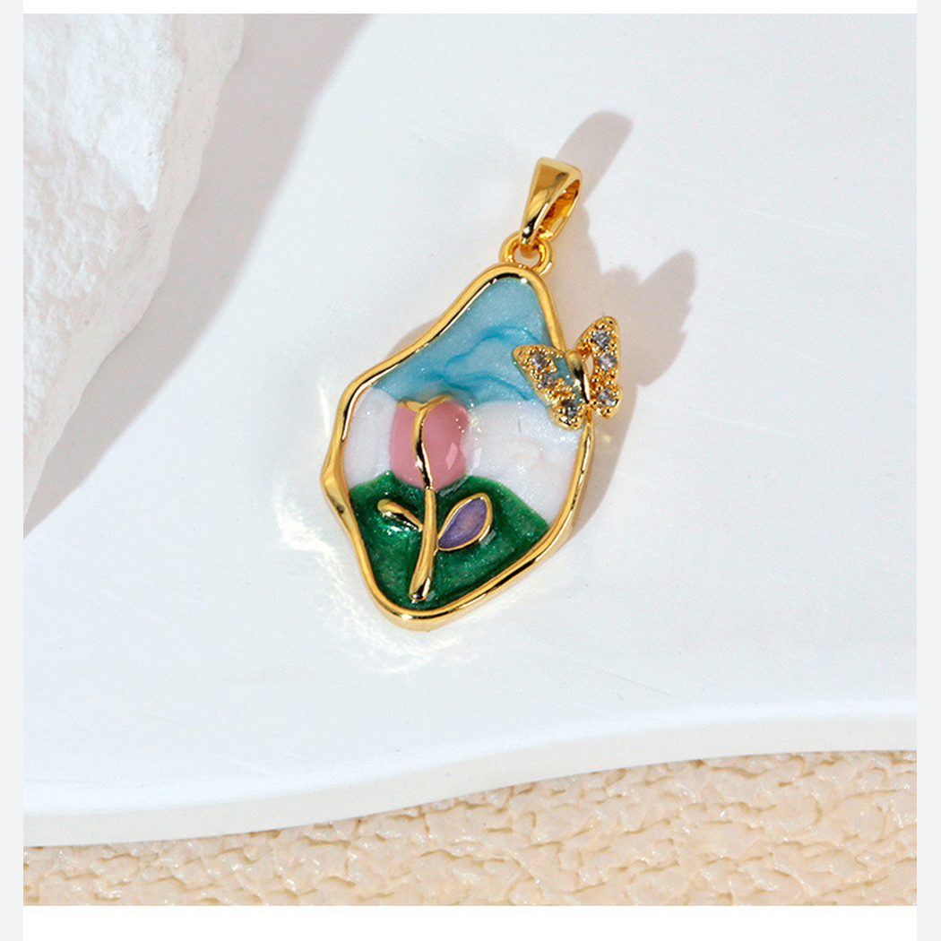 Elvane - Painted Floral Pendant Only