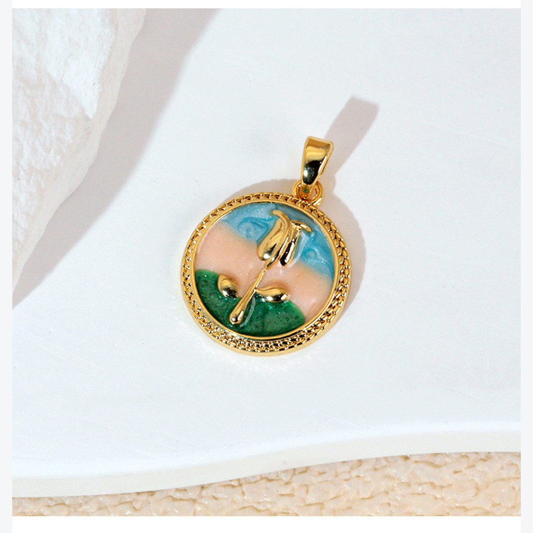 Elvane - Painted Floral Pendant Only