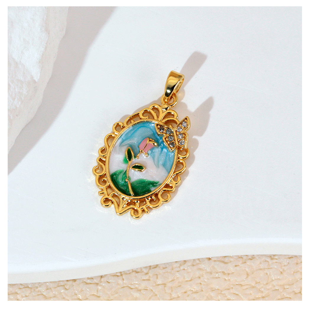 Elvane - Painted Floral Pendant Only