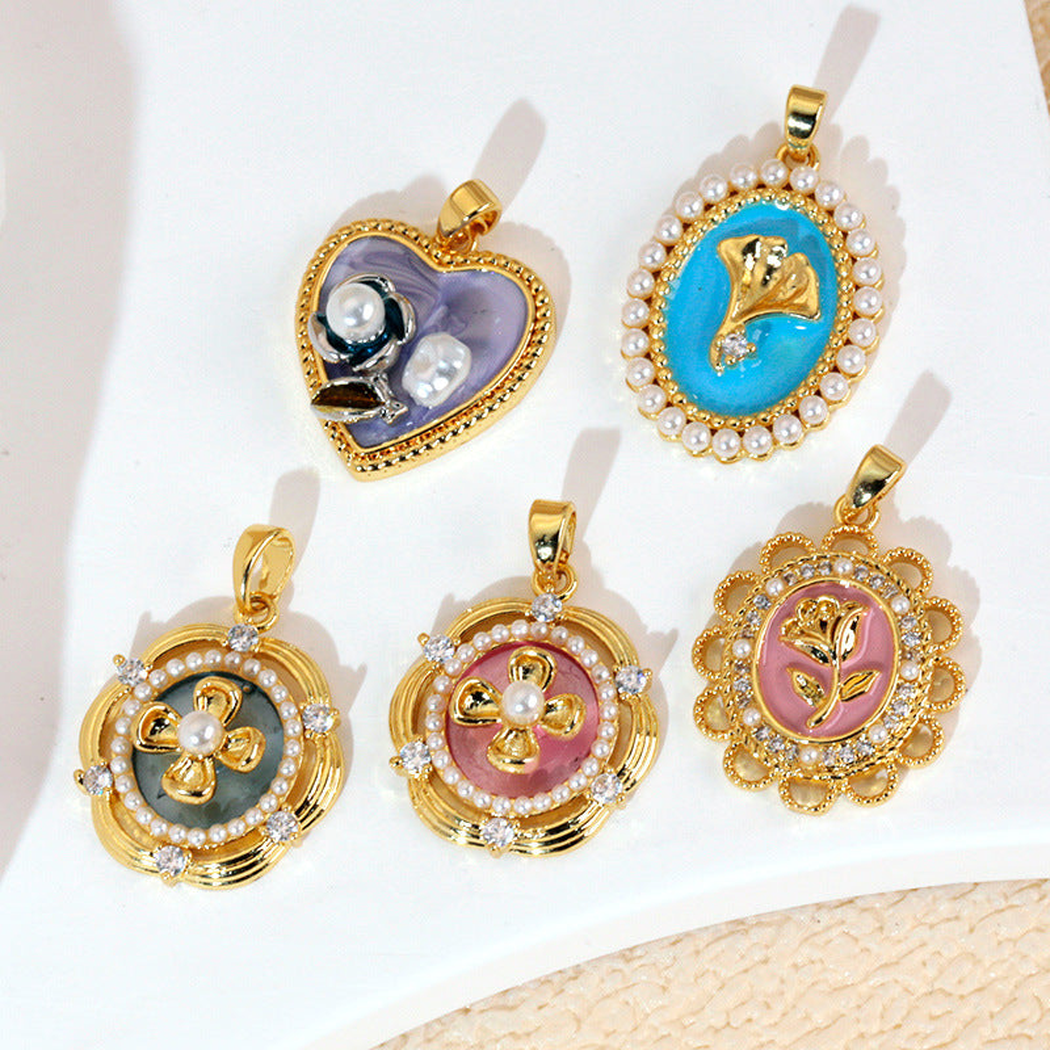 Elvane - Beaded-Accent Floral Medallion Pendant Only