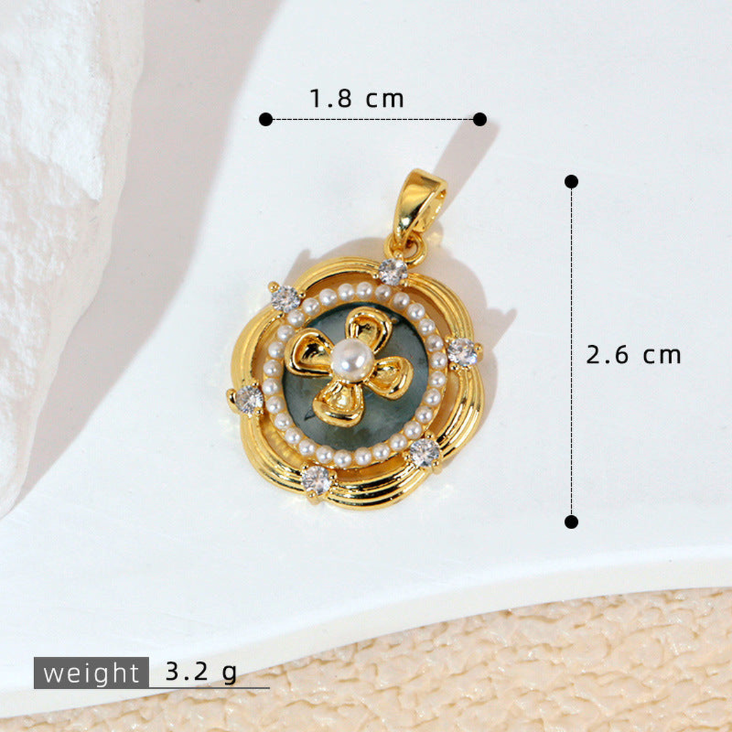 Elvane - Beaded-Accent Floral Medallion Pendant Only