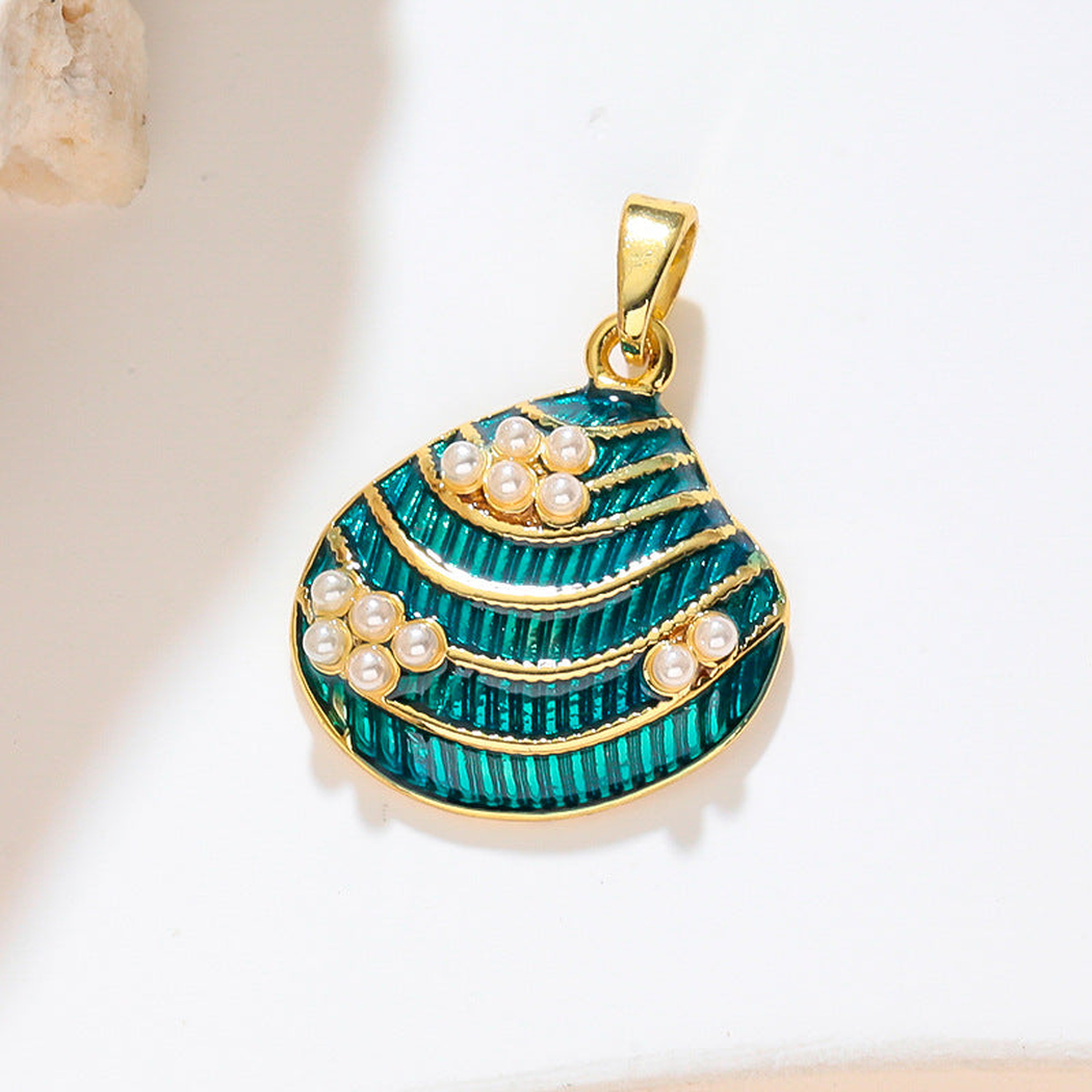 Elvane - Beaded-Accent Scallop Shell Pendant Only