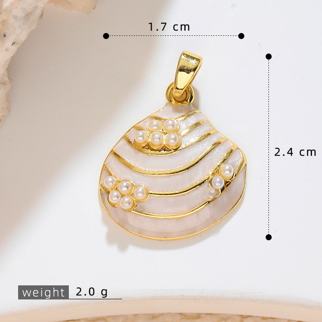 Elvane - Beaded-Accent Scallop Shell Pendant Only