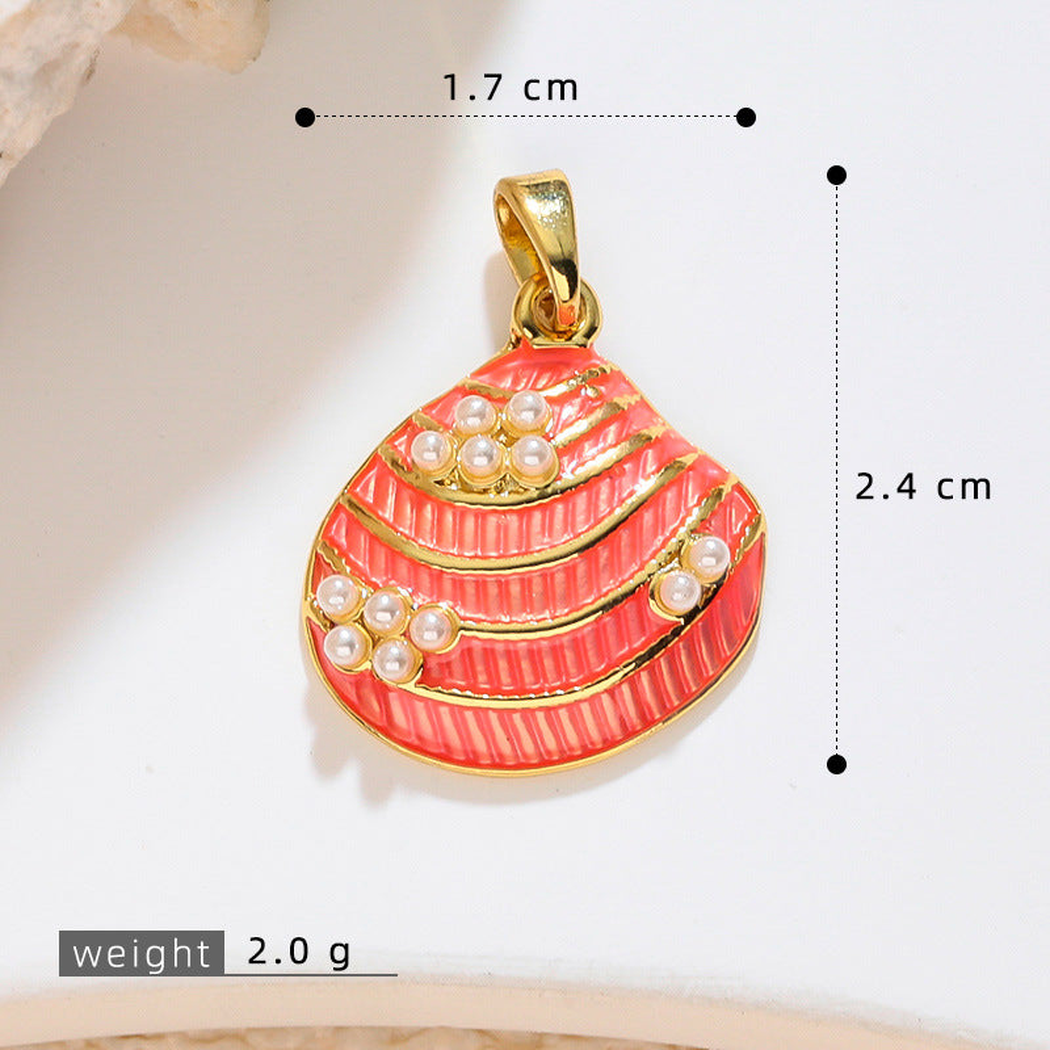 Elvane - Beaded-Accent Scallop Shell Pendant Only