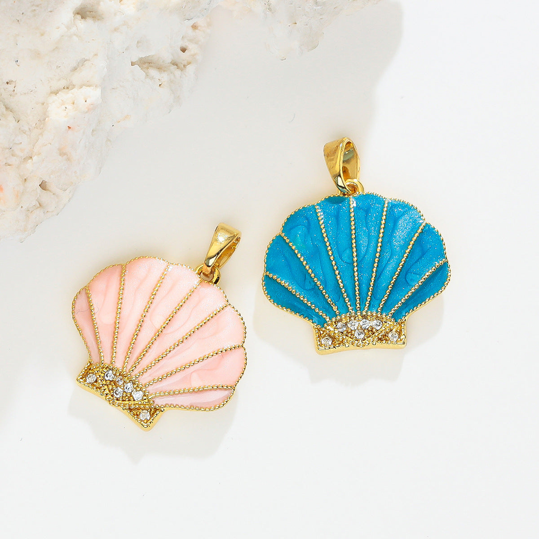 Elvane - Colorful Scallop Shell Pendant Only