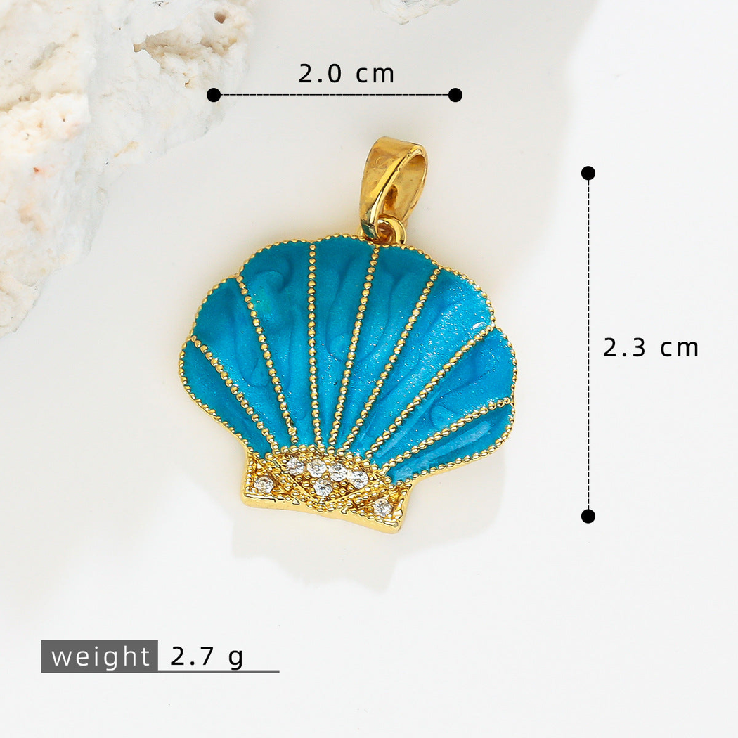 Elvane - Colorful Scallop Shell Pendant Only