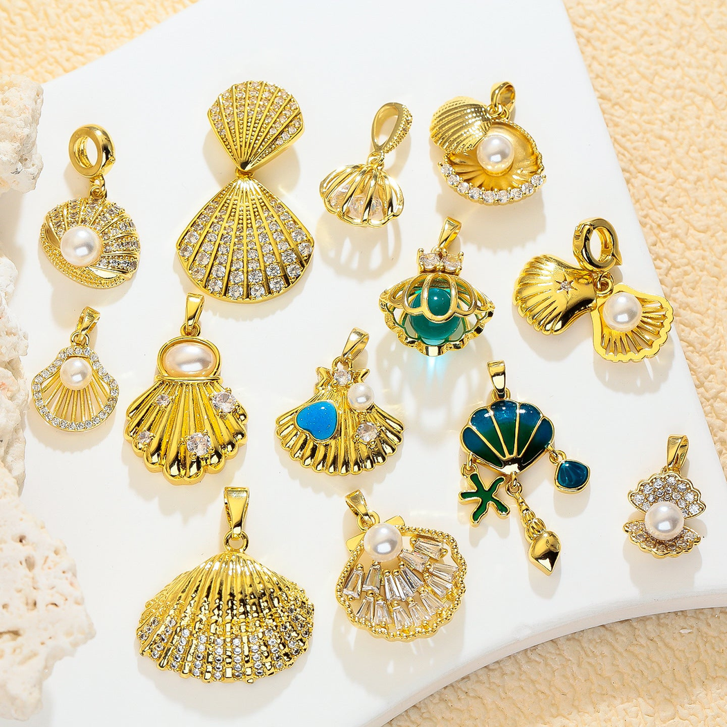 Elvane - Beaded-Accent Seashell Pendant Only
