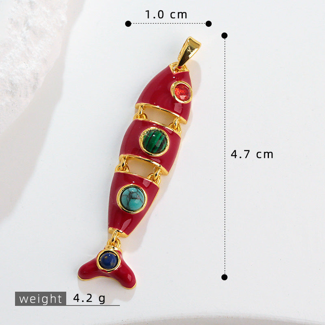 Elvane - Segmented Fish-Shaped Pendant Only