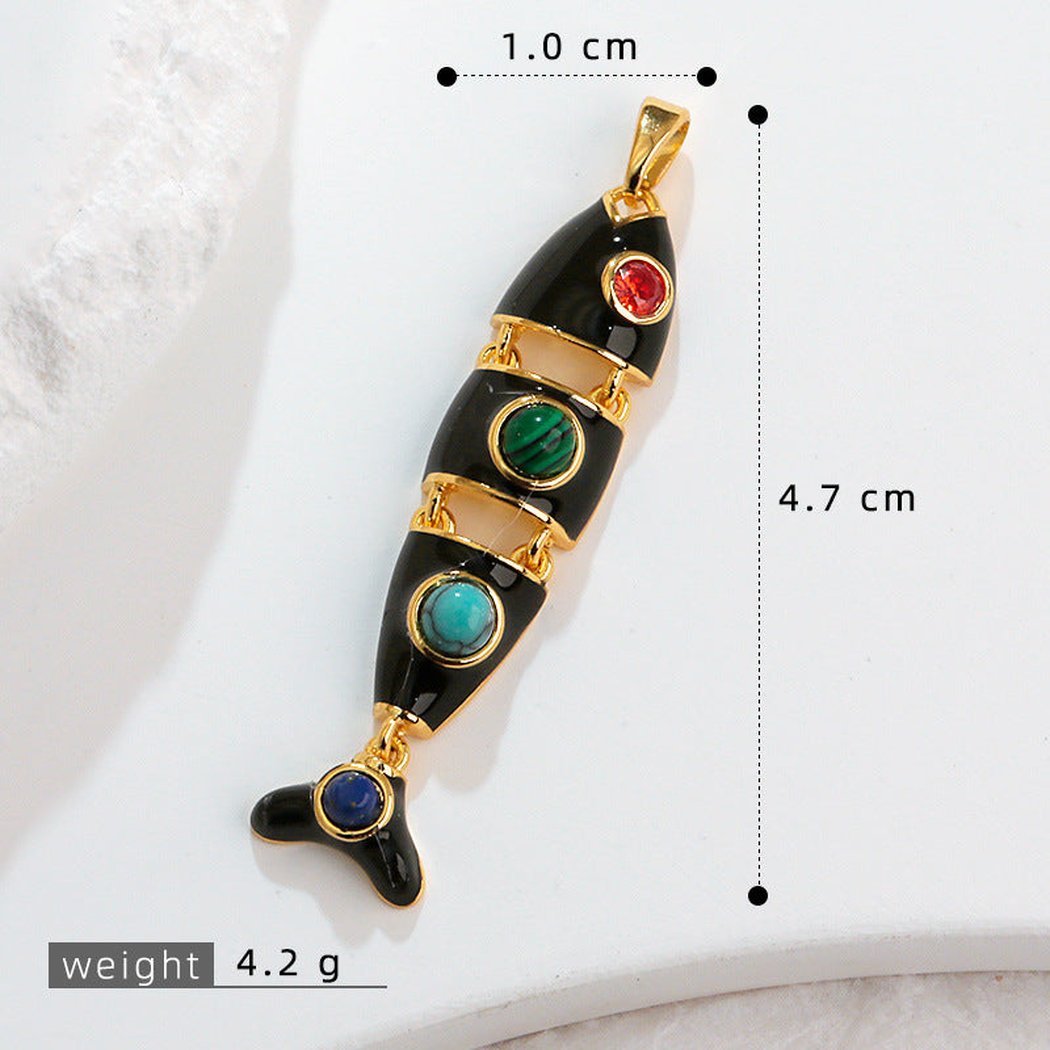 Elvane - Segmented Fish-Shaped Pendant Only