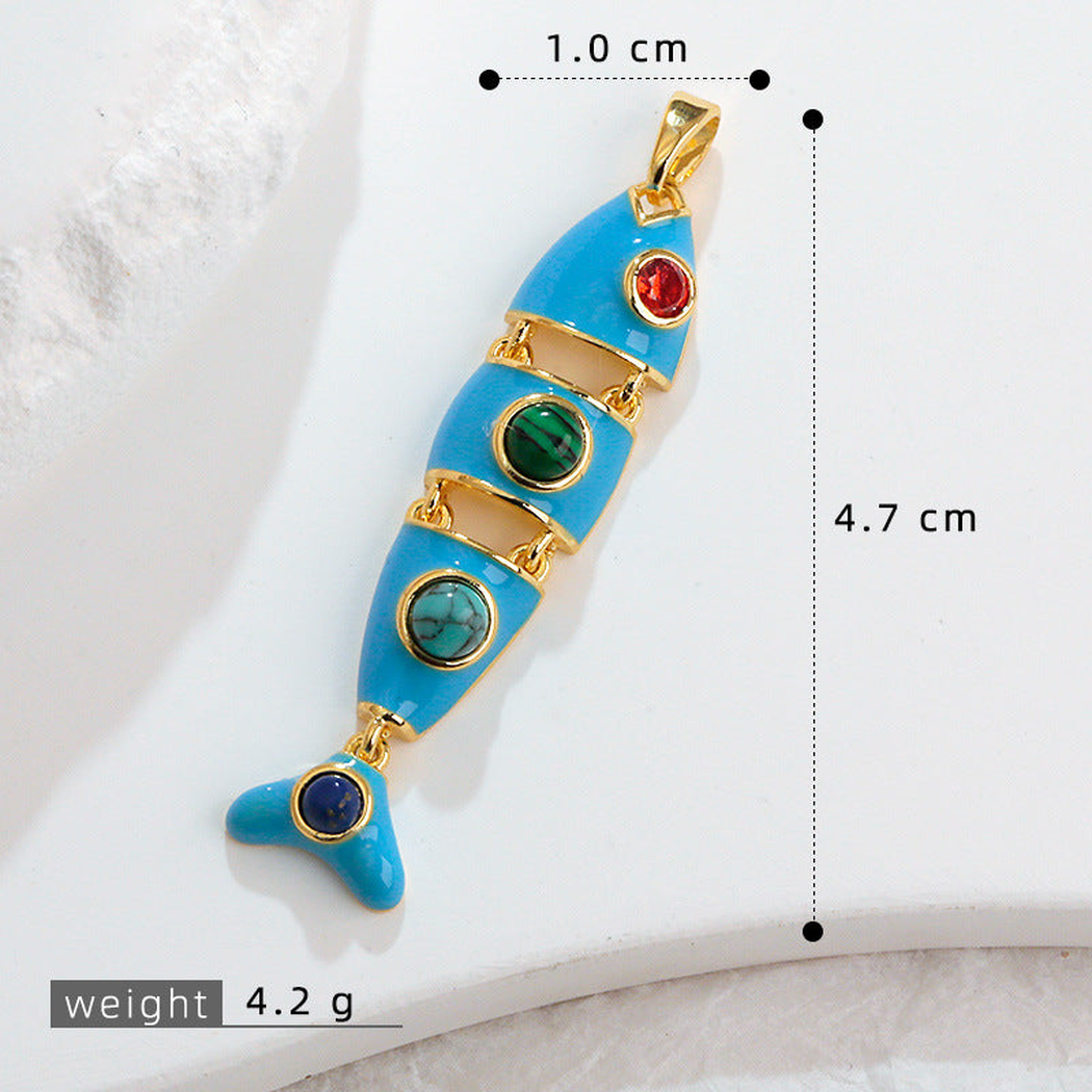 Elvane - Segmented Fish-Shaped Pendant Only