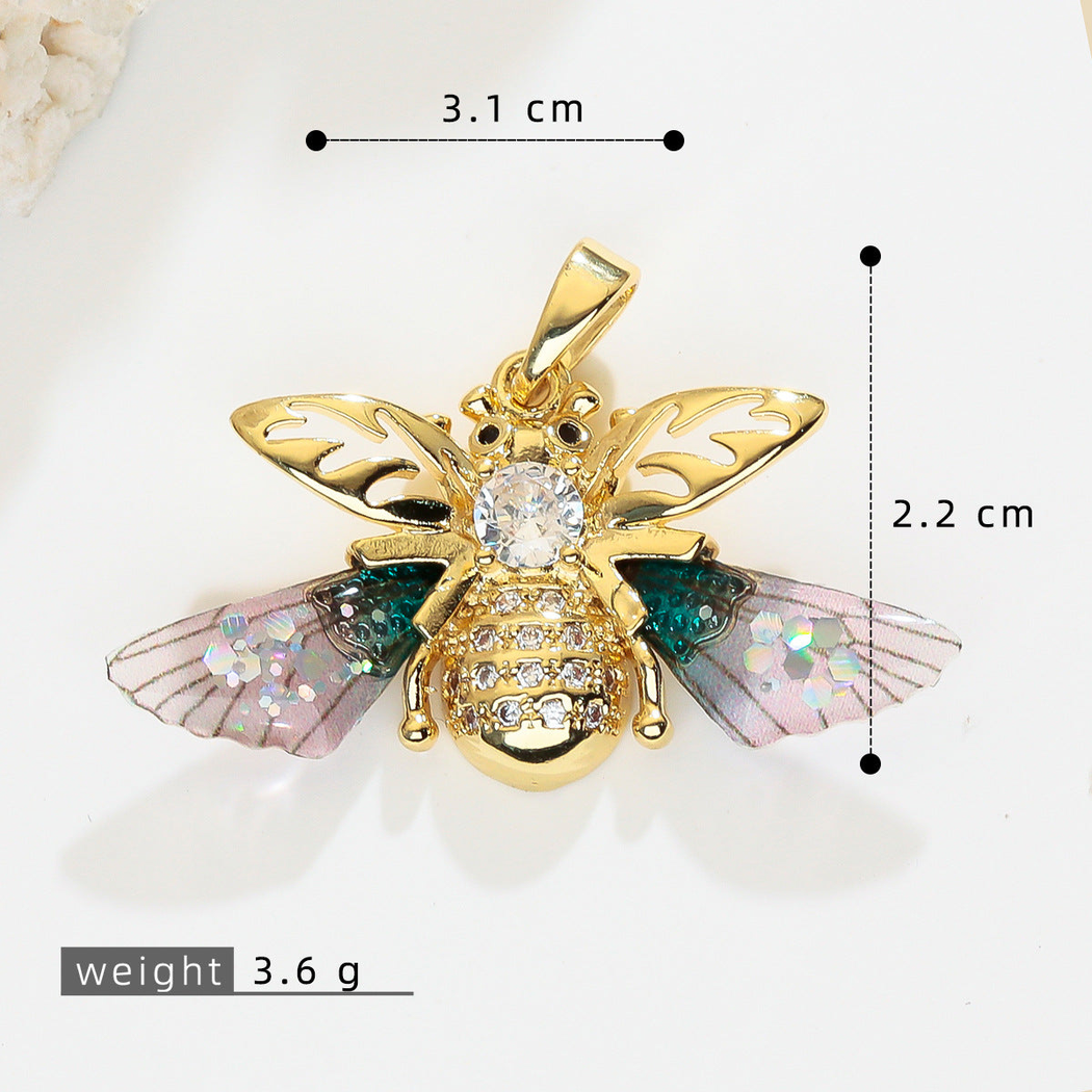Elvane - Colorful Winged Bee Pendant Only
