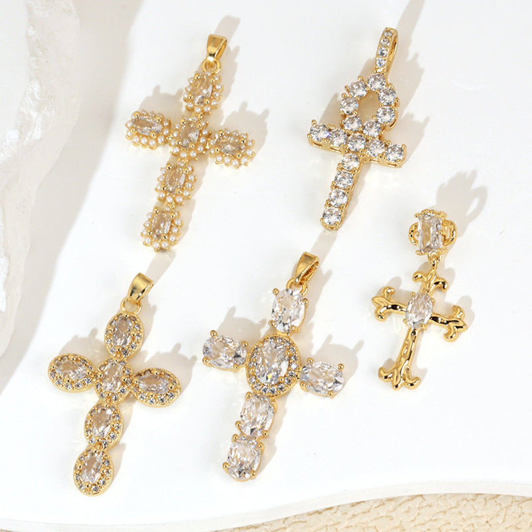 Elvane - Oval-Centered Cross-Shaped Pendant Only