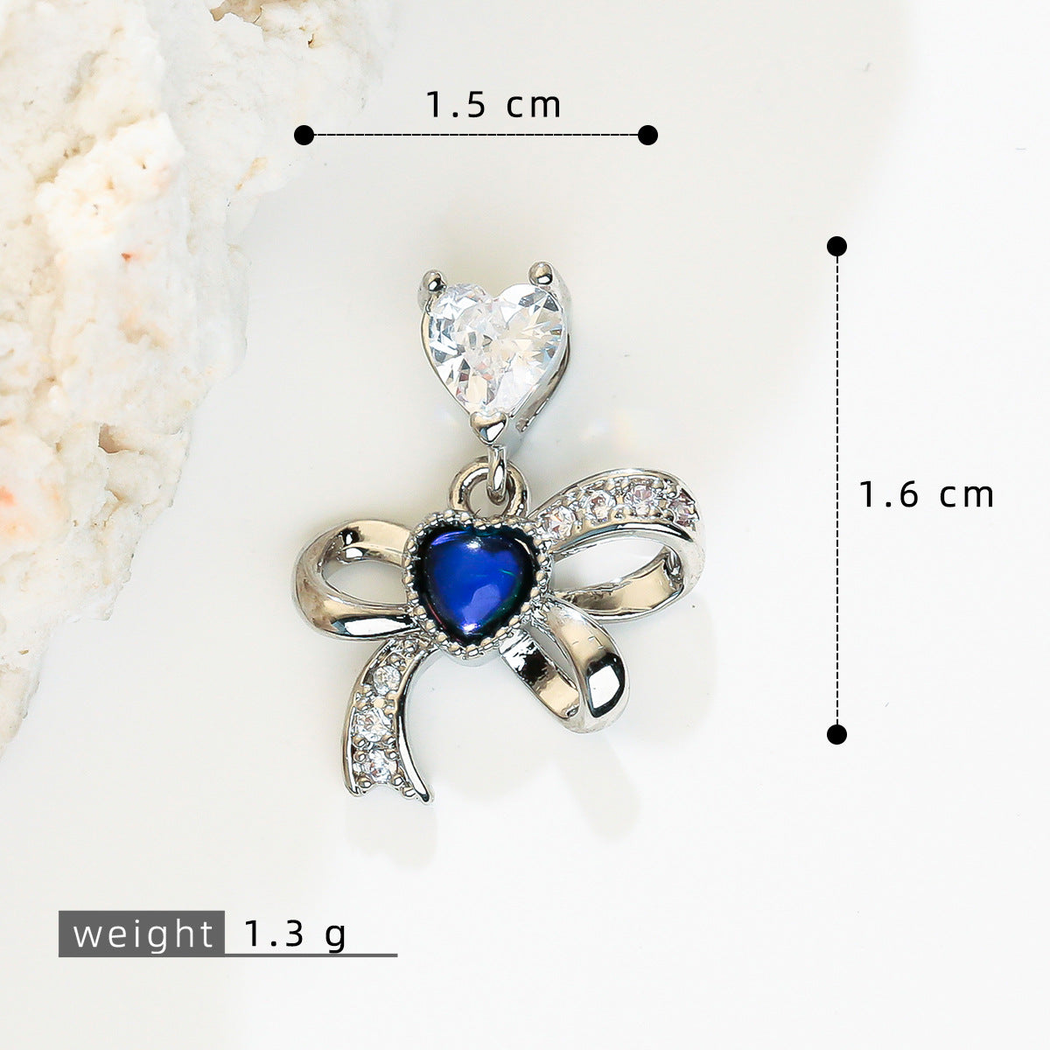 Elvane - Bow-Shaped Heart-Drop Pendant Only