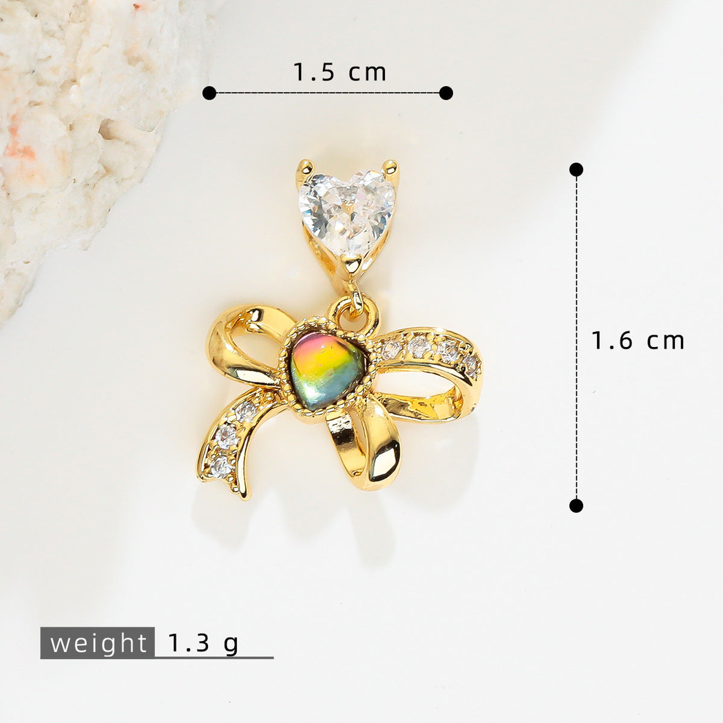 Elvane - Bow-Shaped Heart-Drop Pendant Only