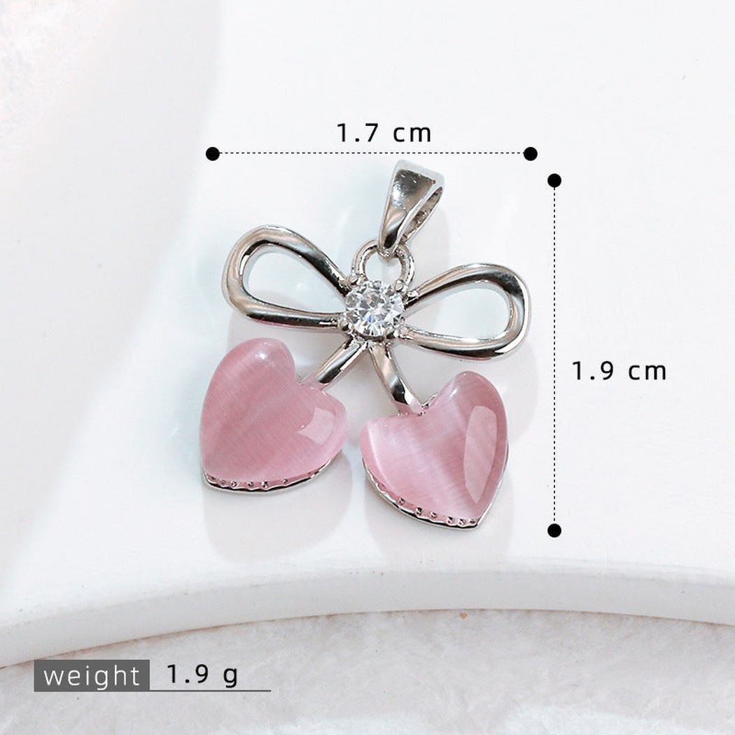 Elvane - Bow-Shaped Double-Heart Pendant Only