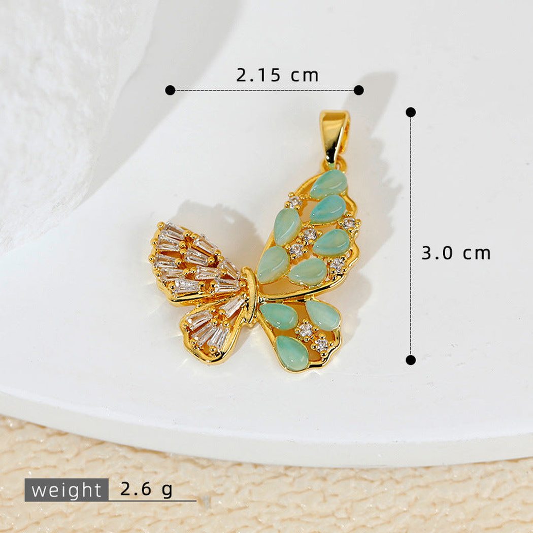 Elvane - Teardrop-Inlay Butterfly-Shaped Pendant Only