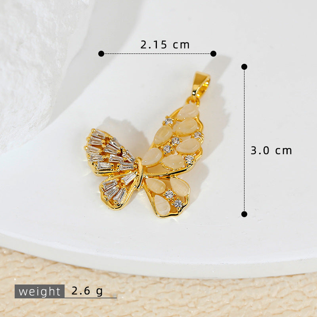 Elvane - Teardrop-Inlay Butterfly-Shaped Pendant Only