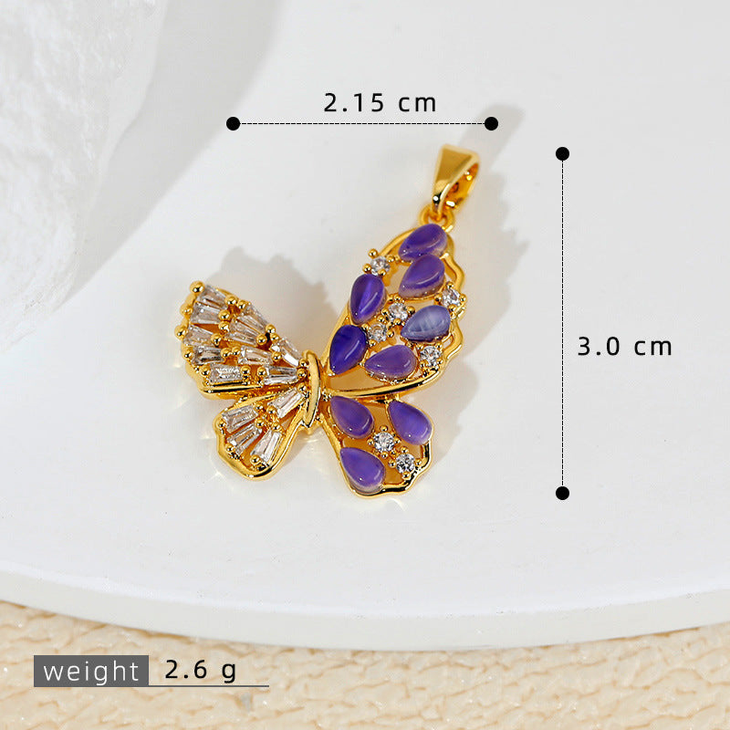 Elvane - Teardrop-Inlay Butterfly-Shaped Pendant Only