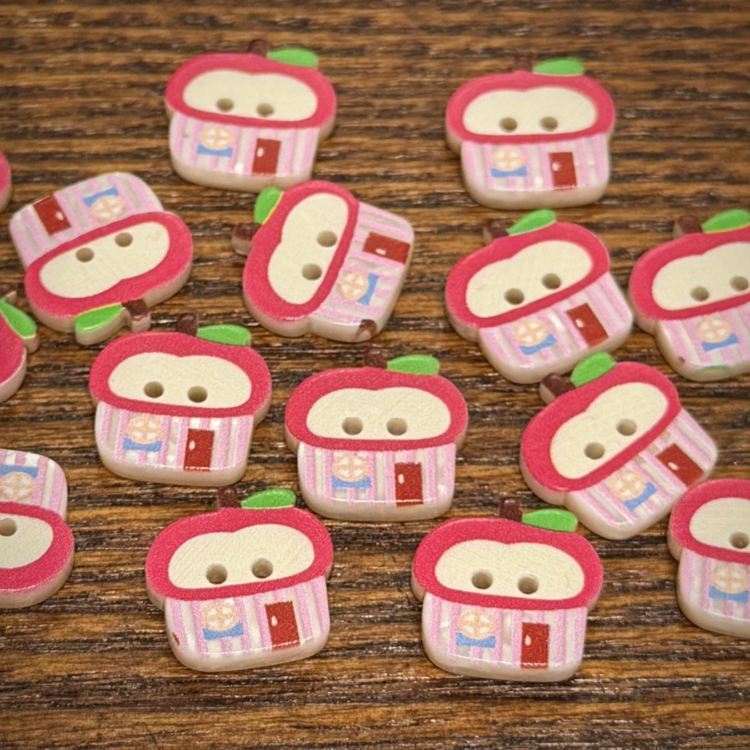 Bunli - DIY 10 Pack Apple Cottage Pink Stripe Button