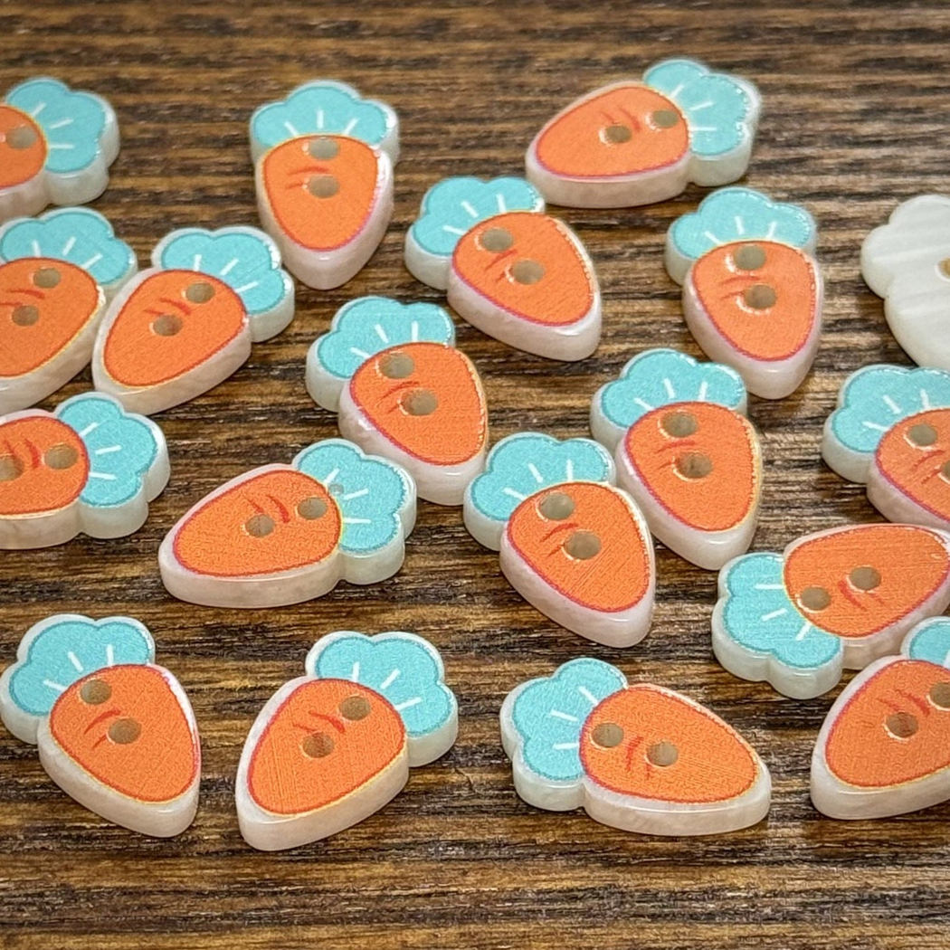 Bunli - DIY 10 Pack Orange Carrot Teal Top Button