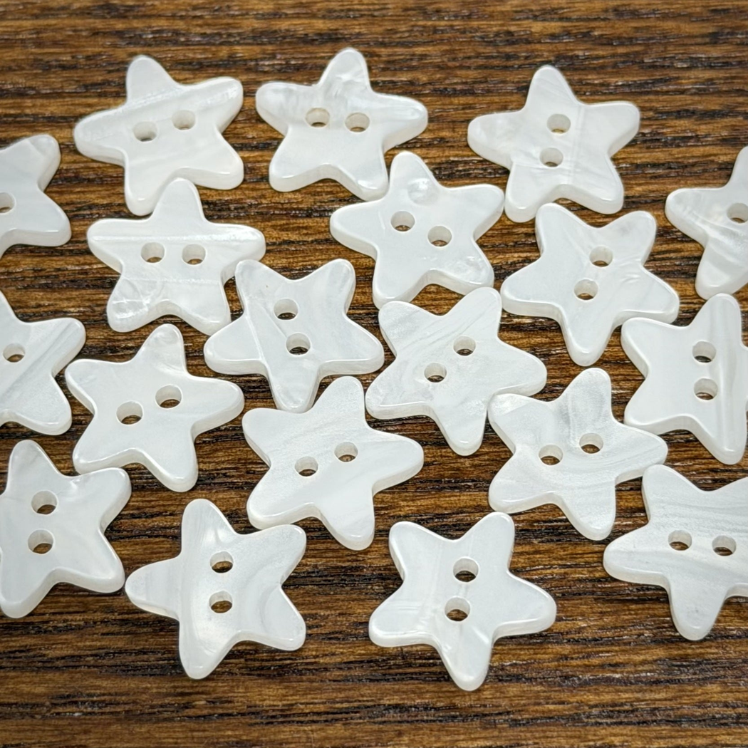 Bunli - DIY 10 Pack Ivory Pearly Star Button