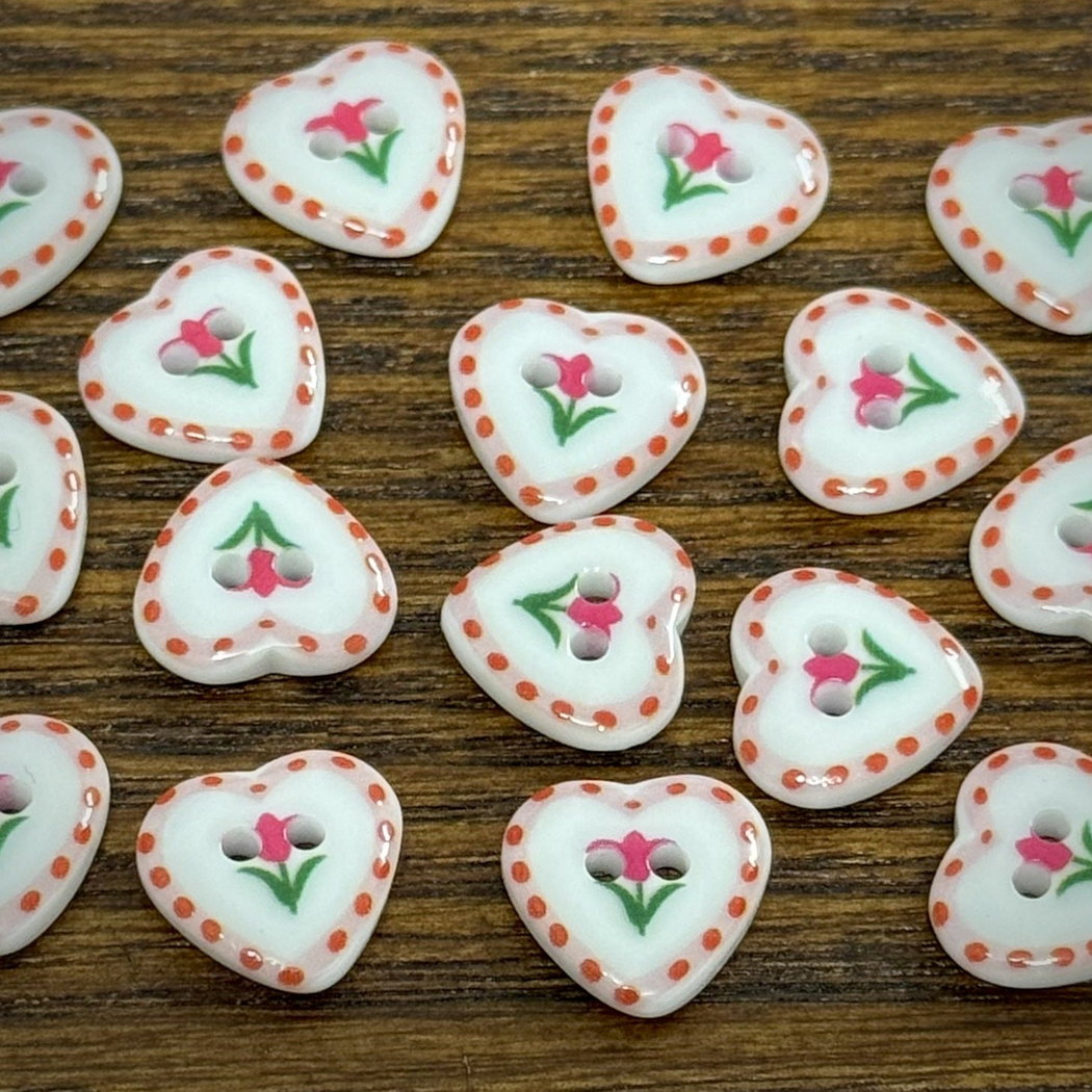 Bunli - DIY 10 Pack Heart Tulip Button