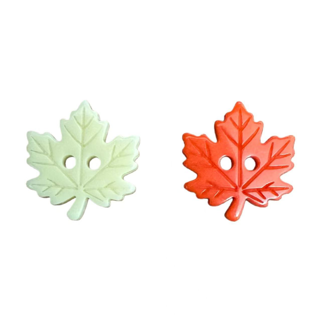 Bunli - DIY 10 Pack Maple Leaf Veined Button