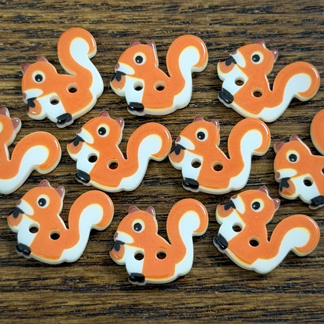 Bunli - DIY 10 Pack Squirrel Orange White Button