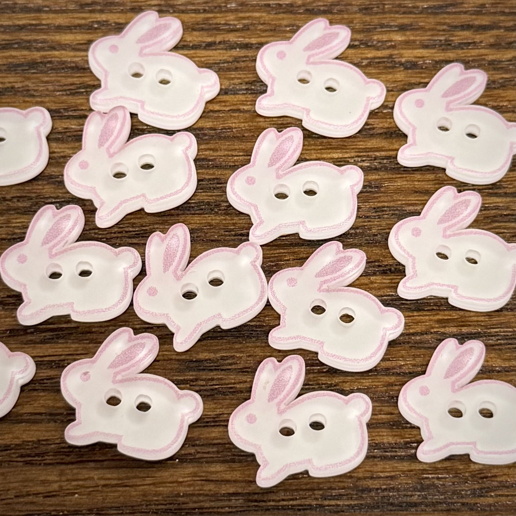 Bunli - DIY 10 Pack Rabbit Shape Pink Outline Button