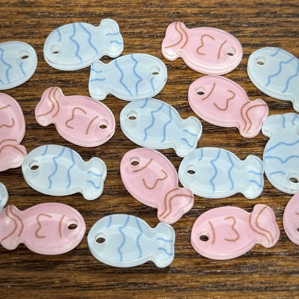 Bunli - DIY 10 Pack Fish Shape Pastel Color Button
