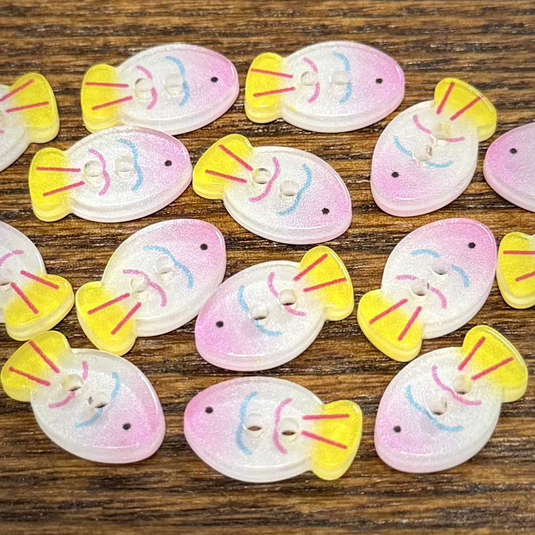 Bunli - DIY 10 Pack Fish Shape Pastel Color Button