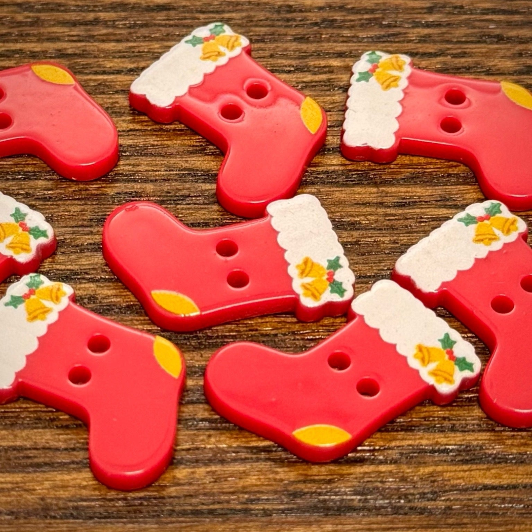 Bunli - DIY 10 Pack Red Holiday Motif Button